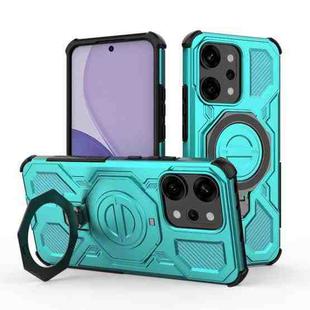 For OPPO Reno14 Pro 5G Global J-20 Solid Color MagSafe Magnetic TPU+PC Phone Case(Lake Blue)
