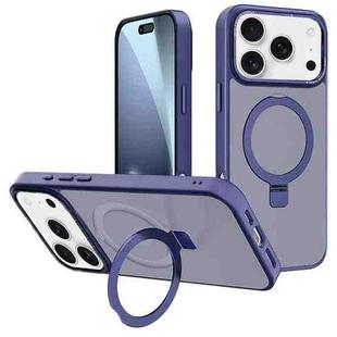 For iPhone 17 Pro Max Kalebol Metal Lens Frame MagSafe Holder Frosted PC Phone Case(Navy Blue)