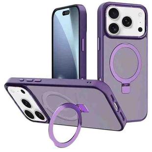 For iPhone 17 Pro Max Kalebol Metal Lens Frame MagSafe Holder Frosted PC Phone Case(Dark Purple)