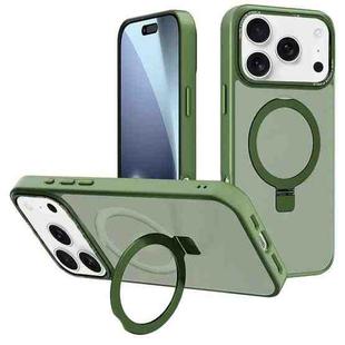 For iPhone 17 Pro Kalebol Metal Lens Frame MagSafe Holder Frosted PC Phone Case(Dark Green)