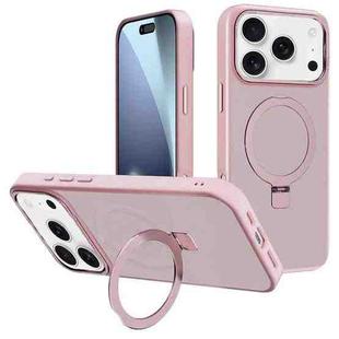 For iPhone 17 Pro Kalebol Metal Lens Frame MagSafe Holder Frosted PC Phone Case(Pink)
