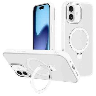 For iPhone 17 Kalebol Metal Lens Frame MagSafe Holder Frosted PC Phone Case(Frosted White)