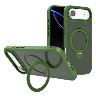 For iPhone 17 Air Kalebol Metal Lens Frame MagSafe Holder Frosted PC Phone Case(Dark Green)