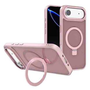 For iPhone 17 Air Kalebol Metal Lens Frame MagSafe Holder Frosted PC Phone Case(Pink)