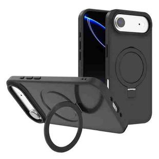 For iPhone 17 Air Kalebol Metal Lens Frame MagSafe Holder Frosted PC Phone Case(Black)