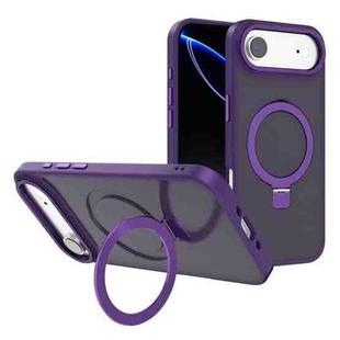 For iPhone 17 Air Kalebol Metal Lens Frame MagSafe Holder Frosted PC Phone Case(Dark Purple)