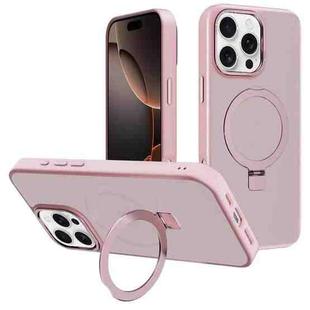 For iPhone 16 Pro Max Kalebol Metal Lens Frame MagSafe Holder Frosted PC Phone Case(Pink)