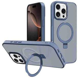 For iPhone 16 Pro Max Kalebol Metal Lens Frame MagSafe Holder Frosted PC Phone Case(Sierra Blue)
