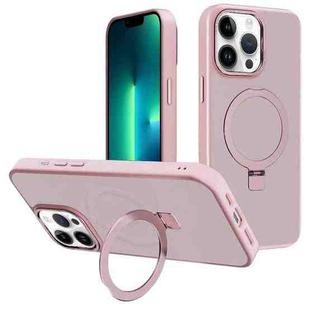 For iPhone 13 Pro Max Kalebol Metal Lens Frame MagSafe Holder Frosted PC Phone Case(Pink)