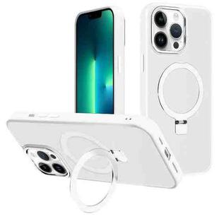 For iPhone 13 Pro Max Kalebol Metal Lens Frame MagSafe Holder Frosted PC Phone Case(Frosted White)
