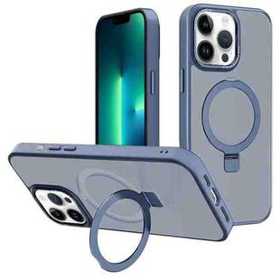 For iPhone 13 Pro Max Kalebol Metal Lens Frame MagSafe Holder Frosted PC Phone Case(Sierra Blue)