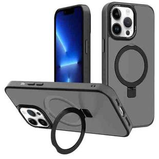For iPhone 13 Pro Kalebol Metal Lens Frame MagSafe Holder Frosted PC Phone Case(Black)