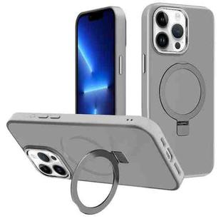For iPhone 13 Pro Kalebol Metal Lens Frame MagSafe Holder Frosted PC Phone Case(Grey)