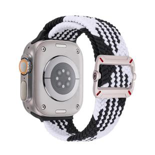 For Apple Watch 46mm / 49mm / 45mm / 44mm Double Loop Mechanical Buckle Nylon Braid Watch Band(Z Black White)