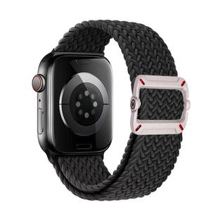 For Apple Watch 46mm / 49mm / 45mm / 44mm Double Loop Mechanical Buckle Nylon Braid Watch Band(Black)