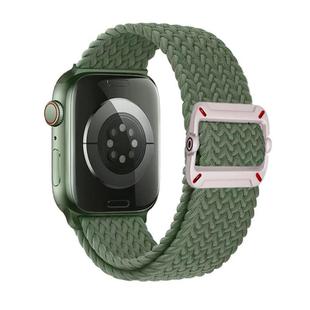 For Apple Watch 46mm / 49mm / 45mm / 44mm Double Loop Mechanical Buckle Nylon Braid Watch Band(Olive Green)