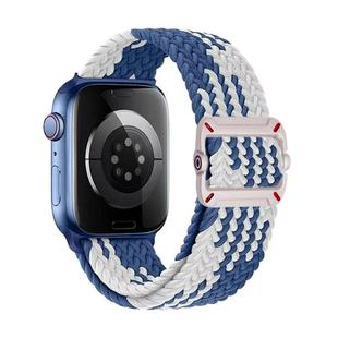 For Apple Watch 46mm / 49mm / 45mm / 44mm Double Loop Mechanical Buckle Nylon Braid Watch Band(Z Blue White)