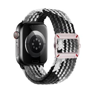 For Apple Watch 46mm / 49mm / 45mm / 44mm Double Loop Mechanical Buckle Nylon Braid Watch Band(Gradient Gray)