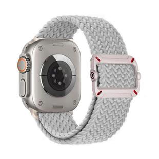 For Apple Watch 42mm / 41mm / 40mm / 38mm Double Loop Mechanical Buckle Nylon Braid Watch Band(Pearl White)