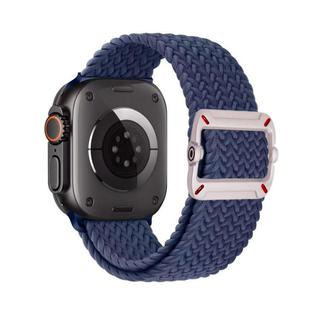 For Apple Watch 42mm / 41mm / 40mm / 38mm Double Loop Mechanical Buckle Nylon Braid Watch Band(Deep Blue)