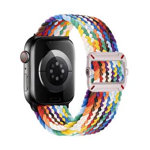 For Apple Watch 42mm / 41mm / 40mm / 38mm Double Loop Mechanical Buckle Nylon Braid Watch Band(Official Rainbow)