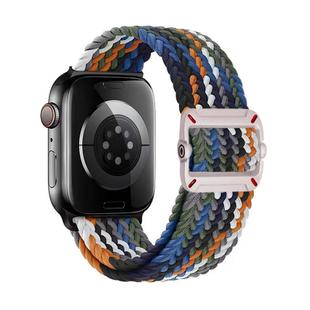 For Apple Watch 42mm / 41mm / 40mm / 38mm Double Loop Mechanical Buckle Nylon Braid Watch Band(Denim Blue)