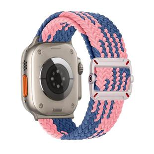 For Apple Watch 42mm / 41mm / 40mm / 38mm Double Loop Mechanical Buckle Nylon Braid Watch Band(Z Blue Pink)