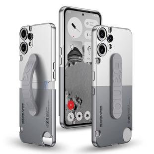 For Nothing CMF Phone 2 Pro GKK Mortise-Tenon Connection Contrast Color Phone Case with Silicone Wristband(White Grey)
