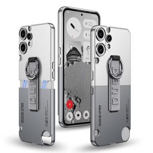 For Nothing CMF Phone 2 Pro GKK Mortise-Tenon Connection Contrast Color Phone Case with Ring Wrist Strap(White Grey)