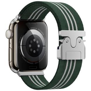 For Apple Watch 42 / 44 / 45 / 46 / 49mm xDfind Parachute Buckle 3-Stripe Braided Nylon Watch Band(Green White)
