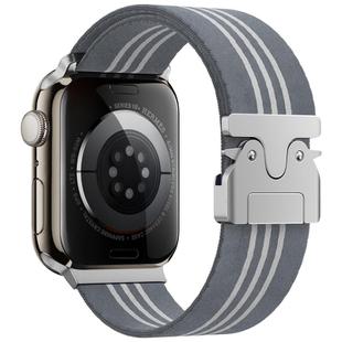 For Apple Watch 42 / 44 / 45 / 46 / 49mm xDfind Parachute Buckle 3-Stripe Braided Nylon Watch Band(Grey White)