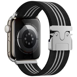 For Apple Watch 42 / 44 / 45 / 46 / 49mm xDfind Parachute Buckle 3-Stripe Braided Nylon Watch Band(Black White)