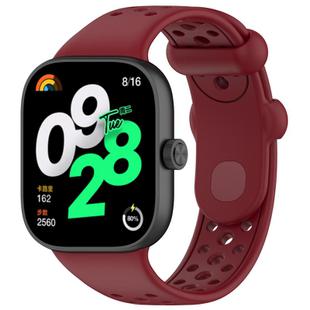 For Xiaomi Smart Band 9 Pro/8 Pro/Redmi Watch 5/4 xDfind BreathableHole Solid Color Silicone Watch Band(Wine Red)