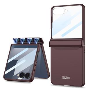 For Samsung Galaxy Z Flip7 5G GKK Integrated HD Film Magnetic Full Coverage Flip Phone Case(Wine Red)