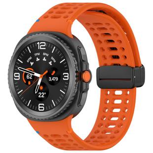 For Samsung Galaxy Watch 8 / 8 Classic xDfind Magnetic Black Buckle Silicone Watch Band(Orange)