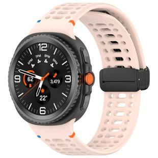 For Samsung Galaxy Watch 8 / 8 Classic xDfind Magnetic Black Buckle Silicone Watch Band(Pink)