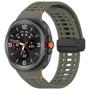 For Samsung Galaxy Watch 8 / 8 Classic xDfind Magnetic Black Buckle Silicone Watch Band(Army Green)