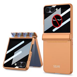 For Samsung Galaxy Z Flip7 5G GKK Integrated Privacy Film Magnetic Full Coverage Flip Phone Case(Orange)