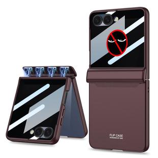 For Samsung Galaxy Z Flip7 5G GKK Integrated Privacy Film Magnetic Full Coverage Flip Phone Case(Wine Red)