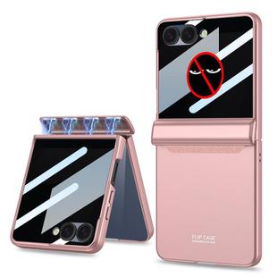 For Samsung Galaxy Z Flip7 5G GKK Integrated Privacy Film Magnetic Full Coverage Flip Phone Case(Pink)