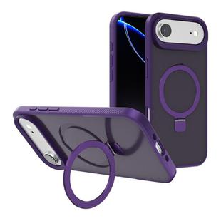 For iPhone 17 Air Kalebol Frosted MagSafe Holder PC Phone Case(Dark Purple)