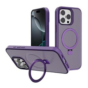 For iPhone 16 Pro Max Kalebol Frosted MagSafe Holder PC Phone Case(Dark Purple)