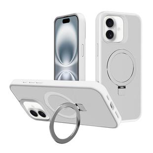 For iPhone 16 Kalebol Frosted MagSafe Holder PC Phone Case(White)