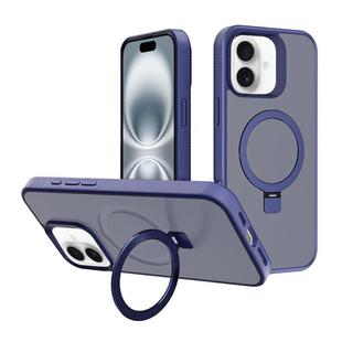 For iPhone 16 Kalebol Frosted MagSafe Holder PC Phone Case(Royal Blue)