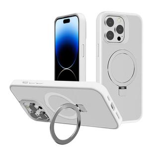 For iPhone 14 Pro Max Kalebol Frosted MagSafe Holder PC Phone Case(White)