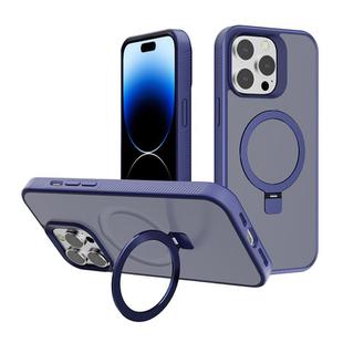 For iPhone 14 Pro Max Kalebol Frosted MagSafe Holder PC Phone Case(Royal Blue)