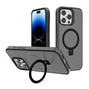 For iPhone 14 Pro Max Kalebol Frosted MagSafe Holder PC Phone Case(Black)