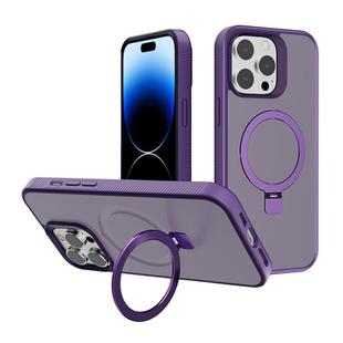 For iPhone 14 Pro Max Kalebol Frosted MagSafe Holder PC Phone Case(Dark Purple)