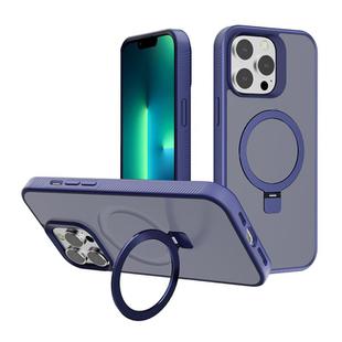 For iPhone 13 Pro Kalebol Frosted MagSafe Holder PC Phone Case(Royal Blue)