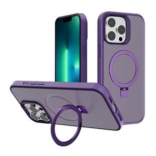 For iPhone 13 Pro Kalebol Frosted MagSafe Holder PC Phone Case(Dark Purple)